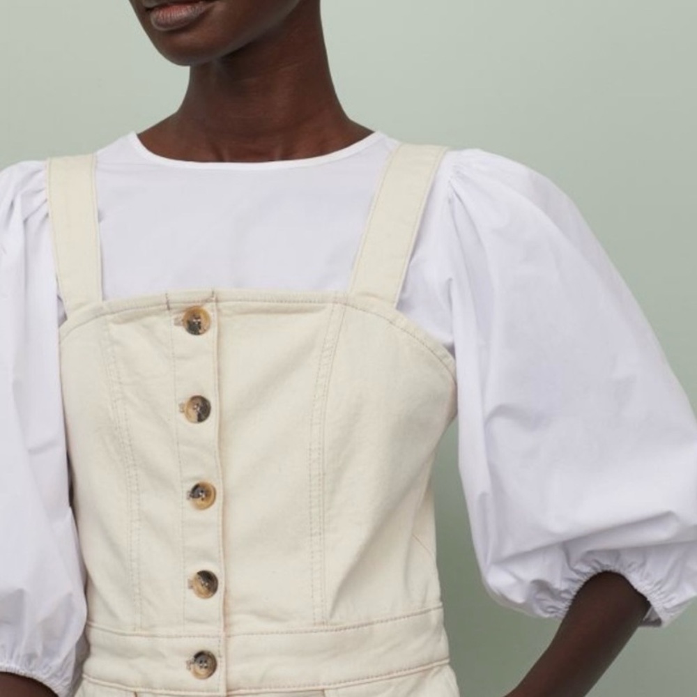 NWT H&M Workwear Coveralls Jumpsuit in Ivory Denim size XS